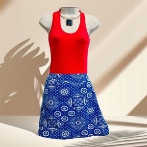 Talbots Blue and White A-Line Knee-Length Skirt